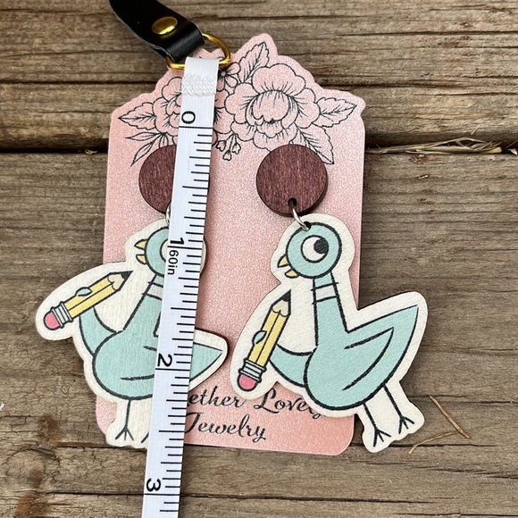 Mo Willems Pigeon Book Character Earrings/ teacher / librarian - Picture 8 of 10